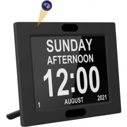 digital led clock elder medicine reminder safety camera frontal view