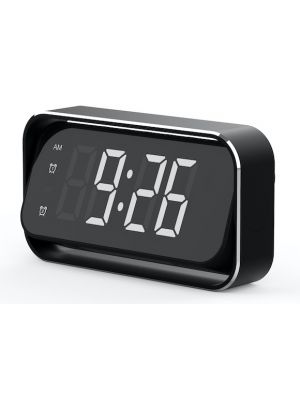 Ultra HD 4K WiFi Desk Clock Security Camera frontal view tilted slightly upward