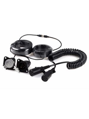 Picture of a trailer reversing camera coupling and 2 x Din cables