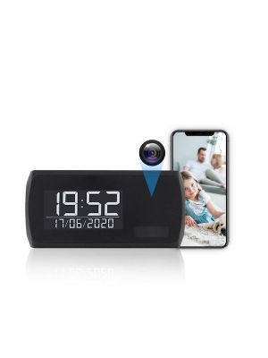 wifi ultra long standby desk clock spy camera depicting a cell phone live view
