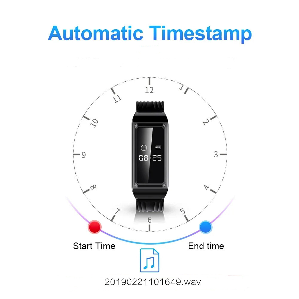 Digital Safety Watch Camera & Audio Recorder showing the time stamp functions