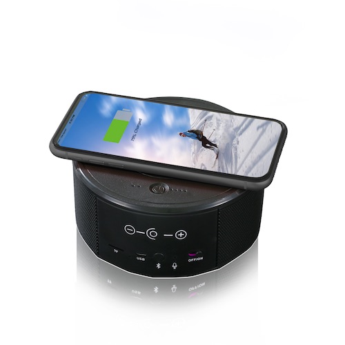 Wireless phone charger & music speaker wifi spy charging a mobile phone