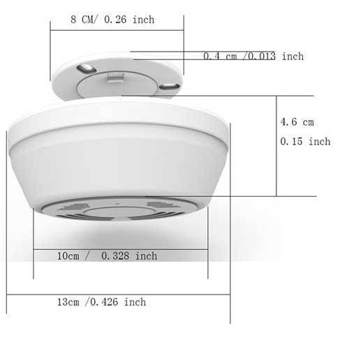 WiFi Dummy Smoke Detector Spy Camera dimensions