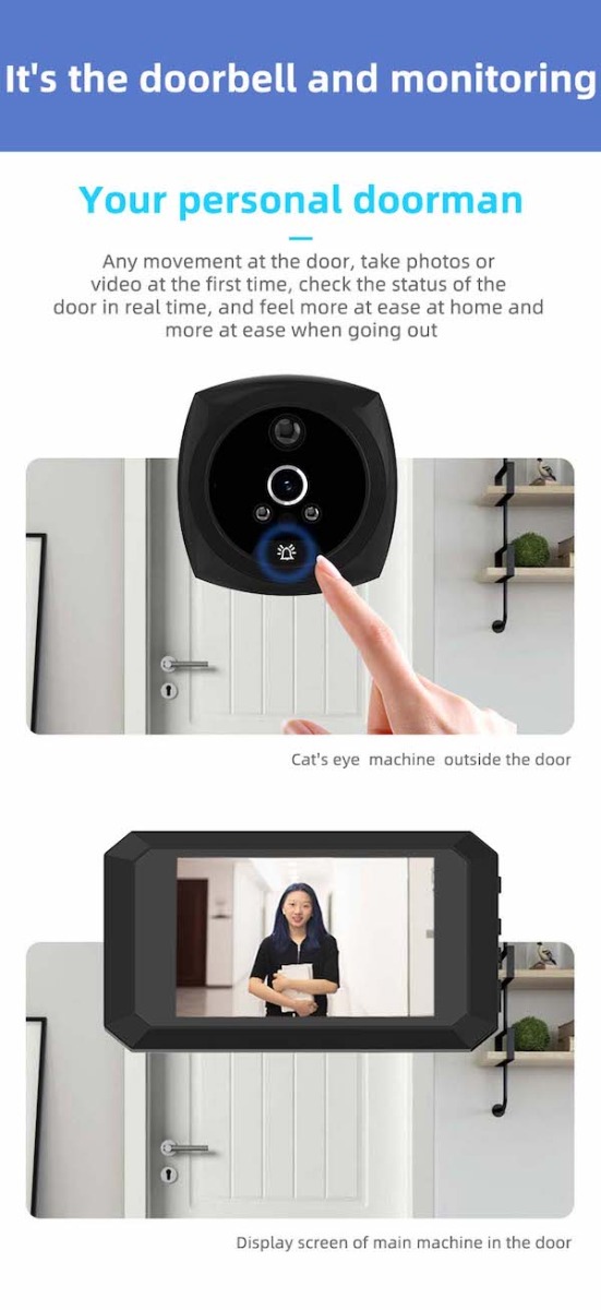 Peephole Smart Door Viewer Motion Video Recorder 18