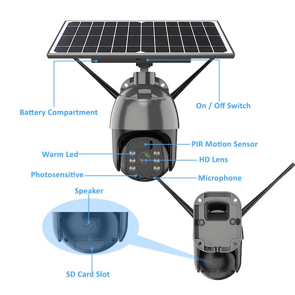 Solar 4g PTZ LED Night Vision Security Camera 13