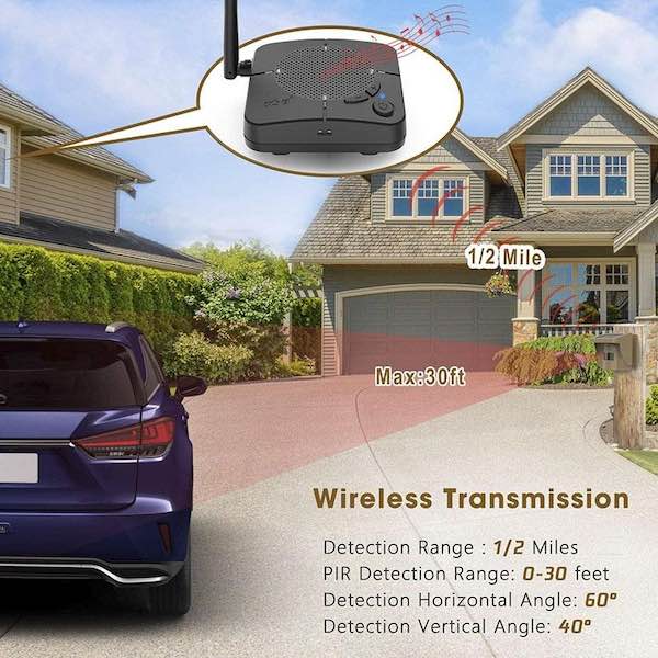 A car entering a house driveway activating a wireless alert