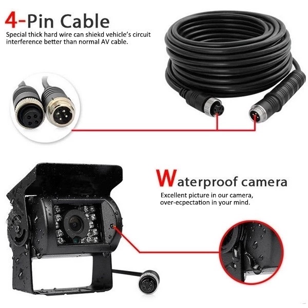 This is a picture of our 4 PIN Din camera and monitor cable & connections