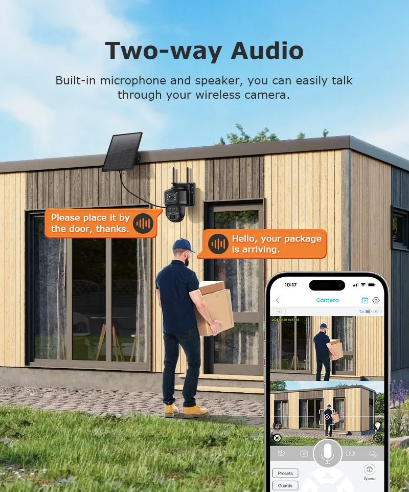 4G Solar Smart Dual Lens Mini PTZ delivery person