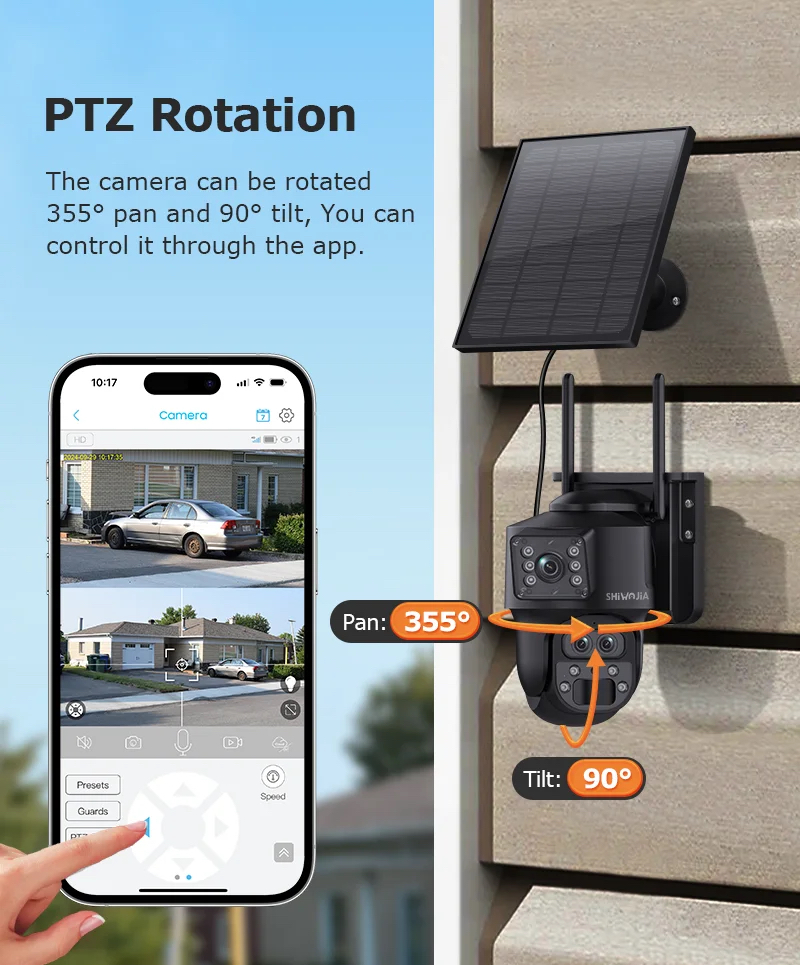 4G Solar Smart Dual Lens Mini PTZ depicting the zoom functions