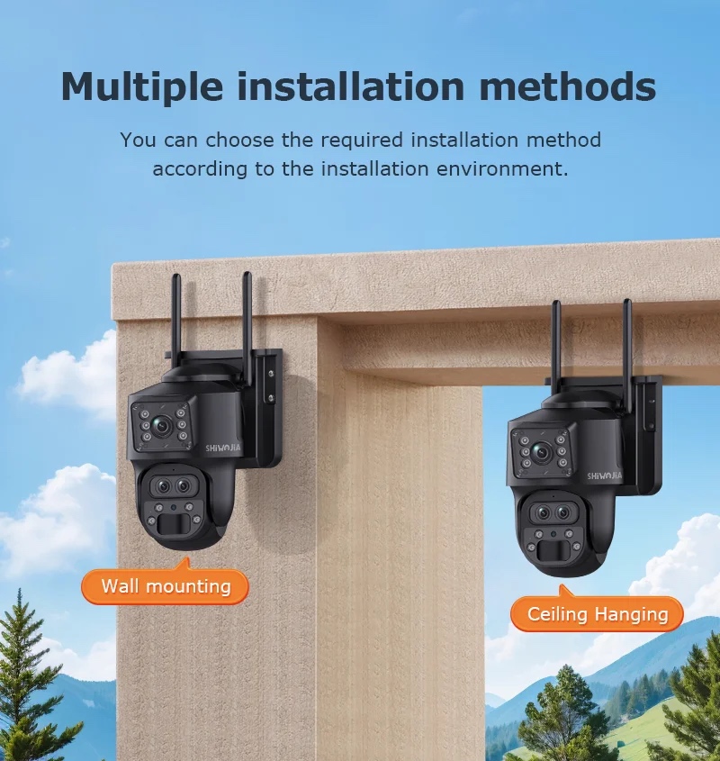 4G Solar Smart Dual Lens Mini PTZ showing the various mounting options