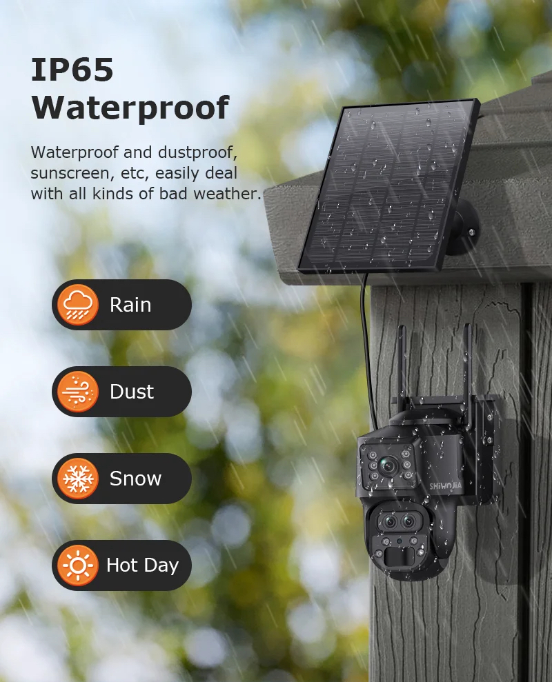 4G Solar Smart Dual Lens Mini PTZ working in the rain