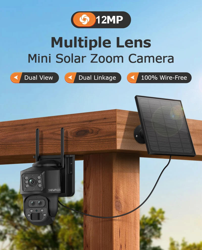4G Solar Smart Dual Lens Mini PTZ on a patio
