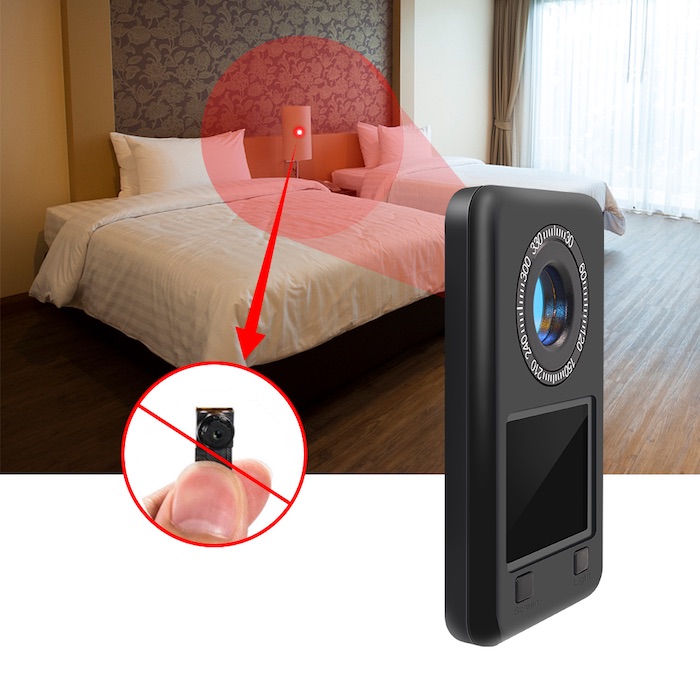 spy camera finder in a hotel room