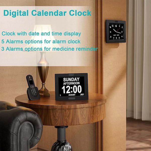 Photo frame hidden camera and clock on a wall and desk