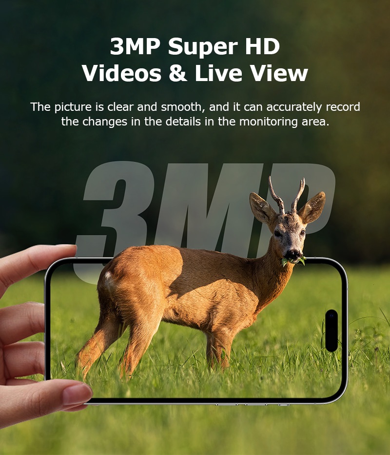 4G Pro Outdoor Solar Security Camera showing a deer photo
