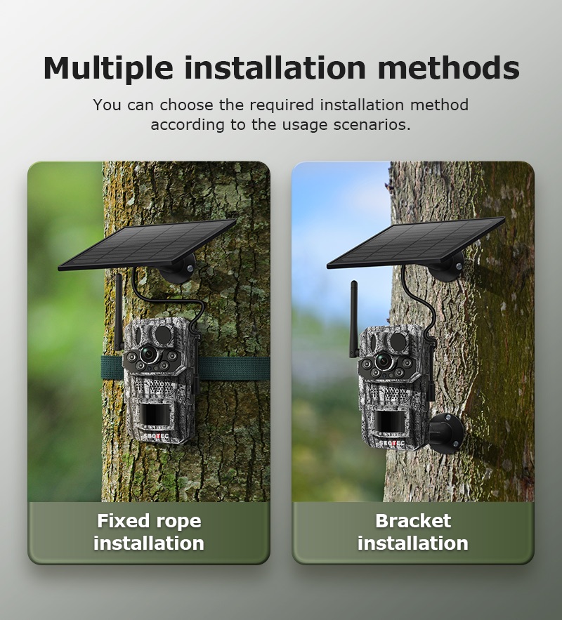4G Pro Outdoor Solar Security camera showing various mounting options