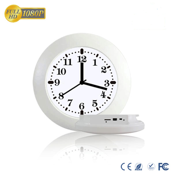 Wall Clock HD Nanny Cam & Motion Recorder full frontal view